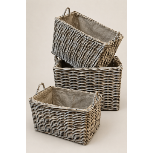 Rectangle Lined Log Basket